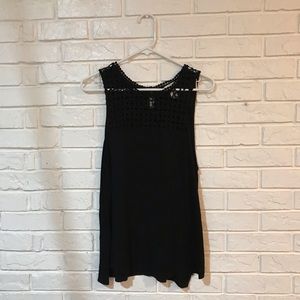 Black macrame detail tank